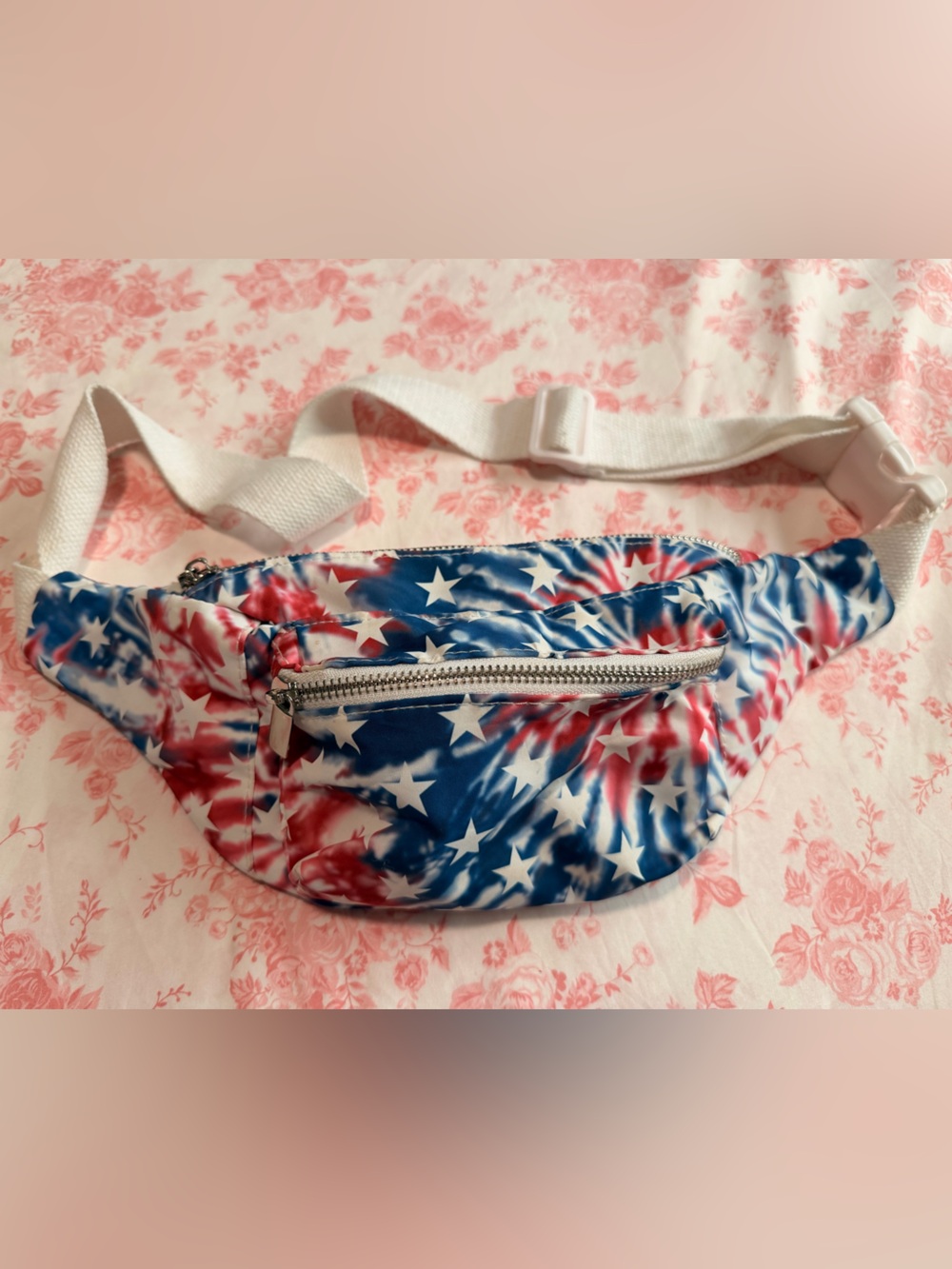 Mad Love Tie-Dye Crossbody Pouch - Blue, Red, White
